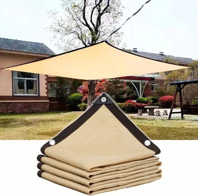 Schaduwnet voor buiten – Schaduwdoek voor planten – Zonwerend schaduwnet – Schaduwnet met metalen ogen – Schaduwdoek/overkapping – Beige – 200 x 200 cm