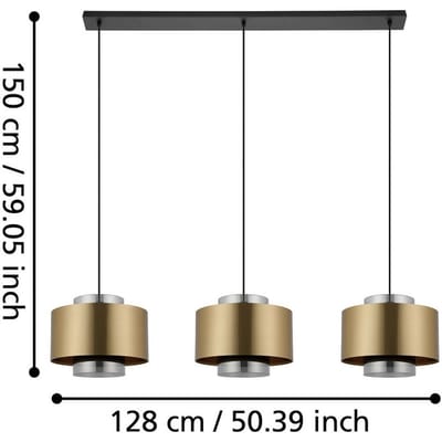 Stars of Light hanglamp Dugla goudkleurig 128 cm 3-lamps