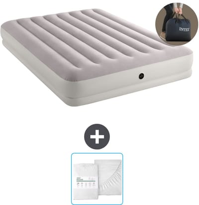 Intex Luchtbed - 2-Persoons - 152 x 203 x 30 cm - Grijs - Inclusief pomp en Hoeslaken