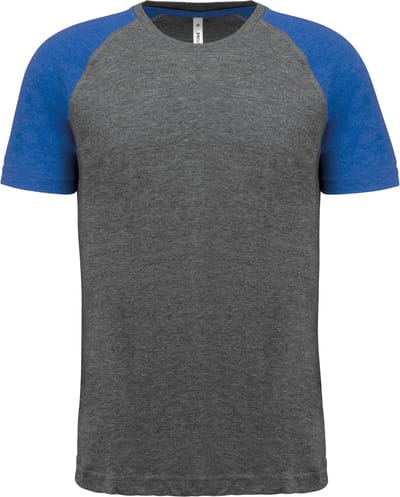 PROACT® Tweekleurig Triblend sport-t-shirt met korte mouwen volwassene PA4010 - Grey Heather / Sporty Royal Blue Heather - XXL