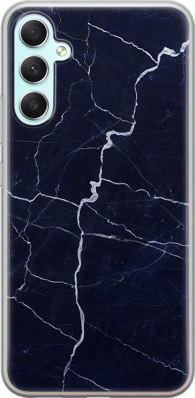 Leuke Telefoonhoesjes - Hoesje geschikt voor Samsung Galaxy A34 - Marmer Navy - Soft case - TPU - Marmer - Blauw