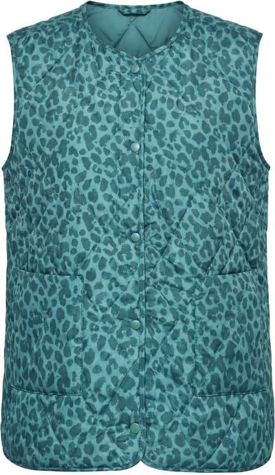 Studio Untold - Dames - Doorgestikt mouwloos vest oversized model luipaard - Matgroen - Maat 46+