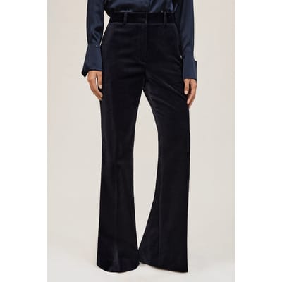 Reiss Velvet Flare Trouser Navy Size: 10R | Formal pants Outlet | Dames | Blauw