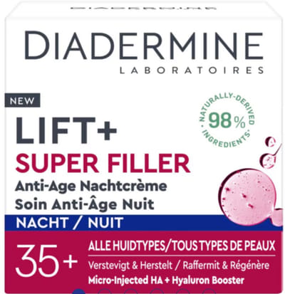 Diadermine Lift+ Super Filler Nachtcrème | Anti-Aging Nachtverzorging | Verstevigt & Herstelt | Voor 35+