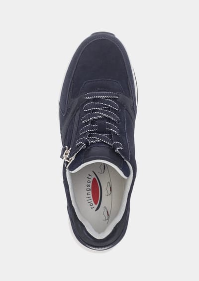 Leren sneakers met ritssluiting - marine - Gr. 38 van Goldner Fashion