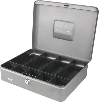 Geldkist voor Munten en Biljetten - Veiligheidsbox met Cilinderslot - 30 x 24 x 9 cm