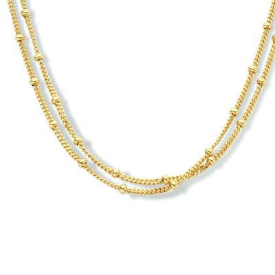 zilver verguld (geel) multi-collier bolletjes dubbel 2,0 mm 35 - 37 - 39 cm 1 micron 2101847