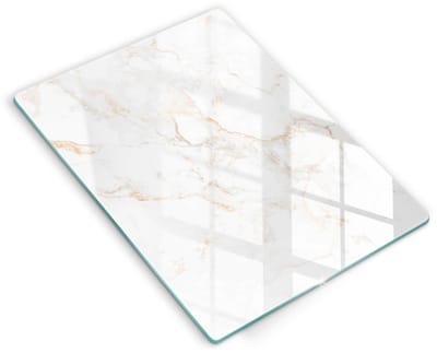 Wallfluent Spatscherm Keuken - Wit Spatbescherming Kookplaat - 40x52 cm - Elegante Stenen Marmer Keuken Achterwand Bescherming - Abstractie Rechthoekig Spatscherm Keuken
