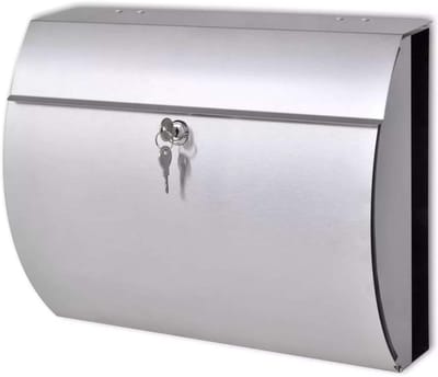 Brievenbus RVS - Wandbrievenbus met Krantenhouder - Modern Design - Breed Inwerpgleuf 37.5 cm - Inclusief 2 Sleutels & Montage Materiaal