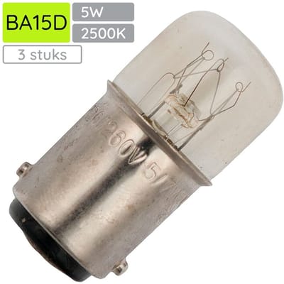 Signaallamp Ba15d 130V 5W - 38 mAh - 3 stuks - T16 Gloeilamp Ø16mm - 35mm - 2500K - Dimbaar