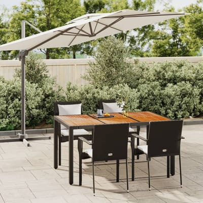 vidaXL - 5-delige - Tuinset - met - kussens - poly - rattan - zwart