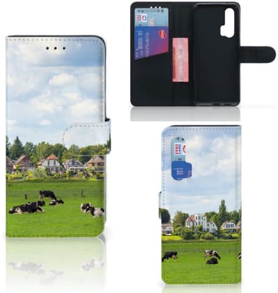 Book Case voor Honor 20 Pro Telefoonhoesje met Pasjes Koeien
