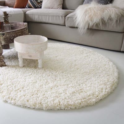 Rond hoogpolig vloerkleed - Shaggy Royal crème 80 cm