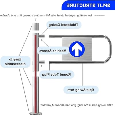 Veiligheidspoort - Draaipoort Voetgangers - Verkeer Regelen - Eenrichtingsverkeer - 50x103cm - Zilver