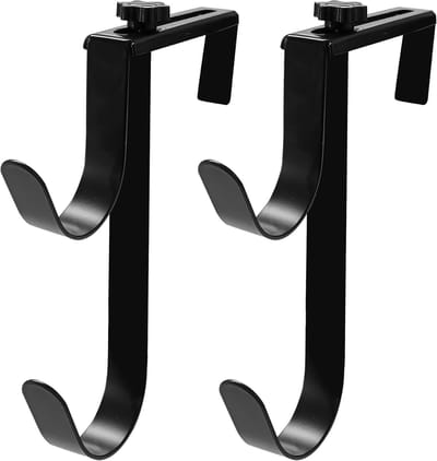 Verstelbare aluminium zwembadpaalhouder- zwembadhekhaken voor zwembadpalen- zwembadpaalhaak- zware hekhaken voor zwembadslang- zwembadskimmeraccessoires (2 stuks- zwart)