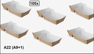 100x BIO Nature kraft frietbakje met sausvak bruin A22 (A9+1)  - Friet patat frites saus friet bakje snack next generation carnaval festival thema feest composteerbare