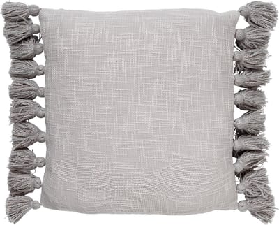 Dutch Decor RUBY - Sierkussen 45x45 cm - 100% katoen - met flosjes - Micro Chip - lichtgrijs - Inclusief binnenkussen - Luxe kussens voor woonkamer & bank