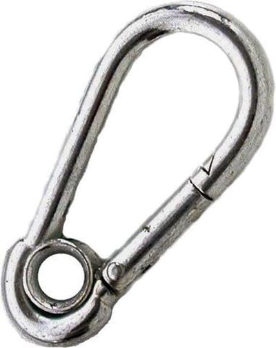 Karabijnhaak - 120 mm - Verzinkt - met ring - 5 stuks
