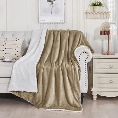 Livano Deken - Pluche - Wollen - Dekentje - Fleece - Plaid - Knuffeldeken - Bank Deken - 1 Persoons - Goud