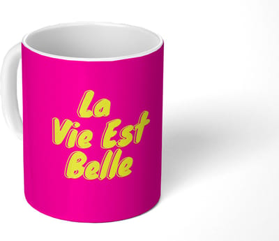 Mok - Koffiemok - Quote - Retro - Roze - Mokken - 350 ML - Beker - Koffiemokken - Theemok - Mok met Tekst