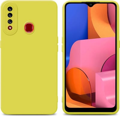 Cadorabo Hoesje geschikt voor Samsung Galaxy A20s in FLUID GEEL - Beschermhoes gemaakt van flexibel TPU silicone Cover Fluid Case