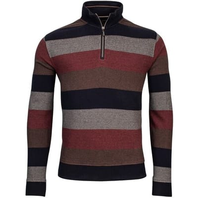 Baileys Trui Sweat Halfzip Jacquard Piqué Yarn Dyed Stripe Dark Terra / male