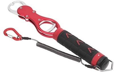 Dailygoods- Visgrijper met Spanningsschaal - Aluminium Visgreep - Duurzaam en Robuust - Eenvoudig Afleesbaar Gewicht - Hoog Elastisch Valtouw - Visweegschaal