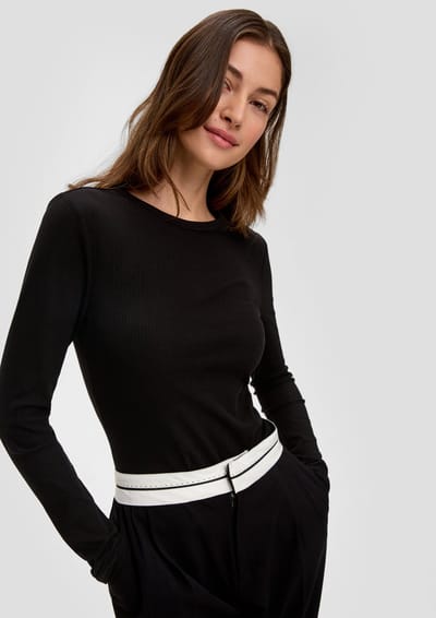 Q/S designed by - T-shirt - Maat XS - Vrouwen - ZWART - katoen