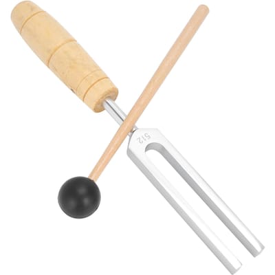 Handzame stemvork van aluminiumlegering (512 Hz) met houten hamer, lesmateriaalset beige