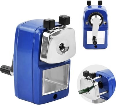 Handmatige puntenslijper met zwengel, mechanische puntenslijper voor kinderen, studenten (blauw)