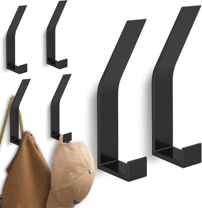 Muurhaken - Plakhaakjes - Ophanghaakjes - Haak voor Wand - Muur - Deur - 6 Stuks - Zwart