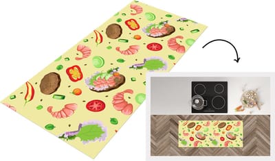 Keukenloper - Loper keuken - Patroon - Eten - Groente - 120x50 cm - Keukenloper vinyl