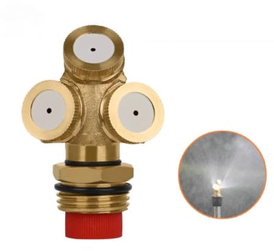 Messing vernevelingsmondstuk - Volledig koperen douchekop met drie sproeikoppen - 1/2" NPT-buitendraad - voor tuinsproeiers, irrigatiekoppeling - set van 2 - Tuinirrigatiegereedschap - Landbouwsproeier
