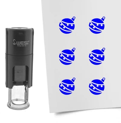 CombiCraft Stempel kerstbal 10mm rond blauwe inkt - per 1 stuk