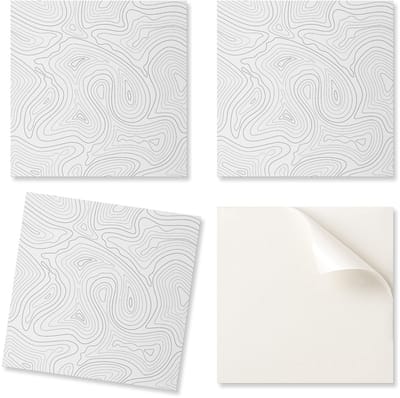 Set vinyltegels met abstracte print van golvende lijnen 9x30x30 cm