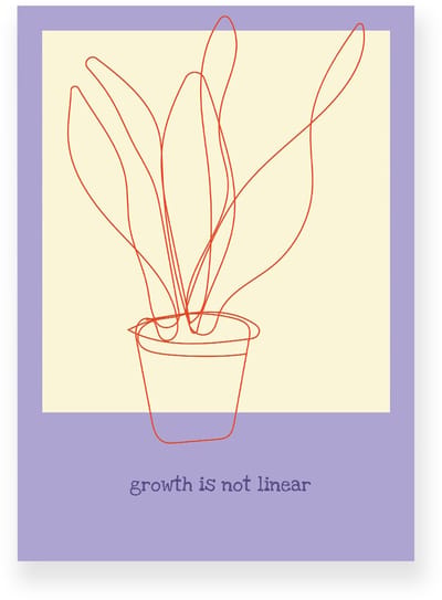 Poster 20x30 cm - Planten - Lijntekening - Lila - Lichtgeel - Motivation - Natuur - Muurdecoratie - Wanddecoratie