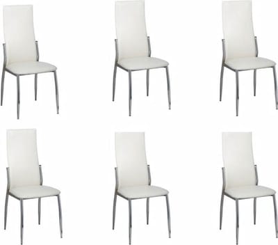 vidaXL - Eetkamerstoelen - 6 - st - kunstleer - wit
