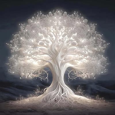 Diamant schilderen voor volwassenen - Witte Lichtleven Boom, DIY Diamantkunst, Wanddecoratie met Ronde Strassstenen