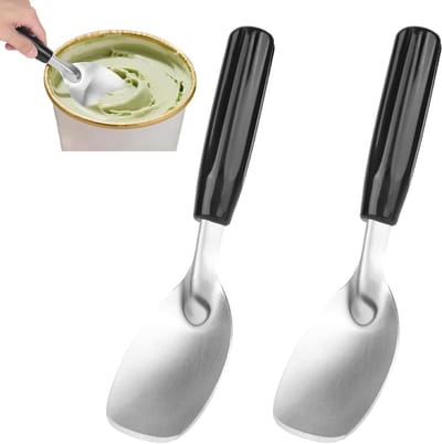 Set van 2 RVS IJslepels met Antislip Handvat voor het Scheppen en Serveren van IJs, Sorbet en Desserts