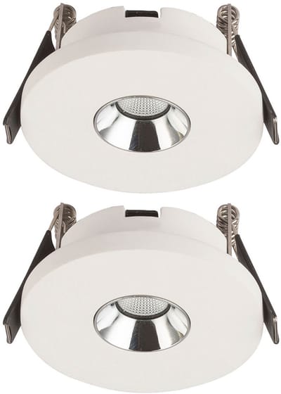 Inbouwspot gips wit Inbouwkeukenlamp Plafondlamp Inbouwlamp, chroom, LED 4,2W 200Lm warm wit, DxH 9x6 cm, set van 2