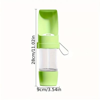 Bouteille d'eau portable pour chien avec récipient à nourriture, Tasse d'eau de voyage d'extérieur pour chiens, Matériau plastique, Facile à transporter pour la randonnée et les déplacements avec animaux de compagnie vert