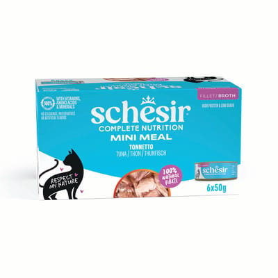 Voordeelpakket: 24x50g Schesir Complete Nutrition filet in bouillon tonijn natvoer voor katten
