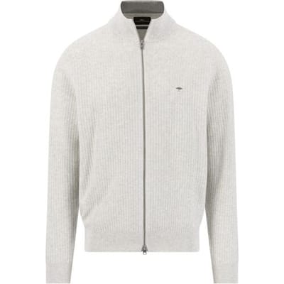 Fynch-Hatton Vest Ribbed Knit Stand-Up Zip Snow White / male