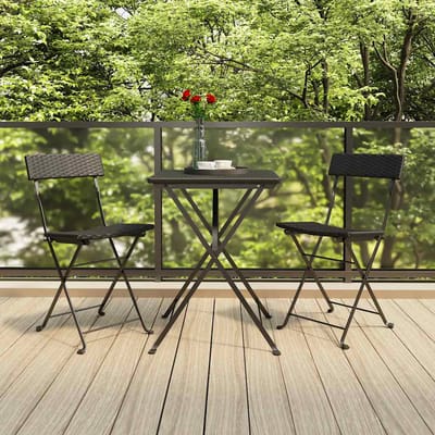 vidaXL - Opklapbare - stoelen, - 2 - stuks, - zwart, - van - polyrotan - en - staal.