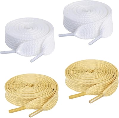 Dikke Witte/ Lichtgele Veters van 140 cm voor Sneakers, Casual Schoenen en Martin Boots, Mode Vervangingsveters, Twee Paren, Comfortabel en Duurzaam