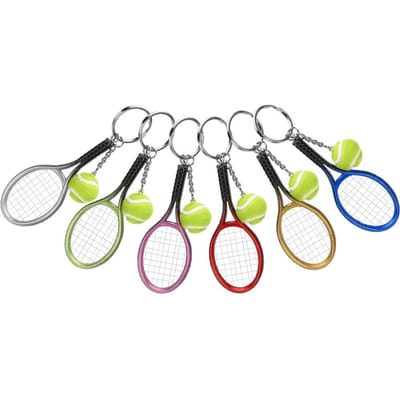 Lot de 6 mini porte-clés à suspendre, modèle de raquette de tennis, décoration pour sac gray