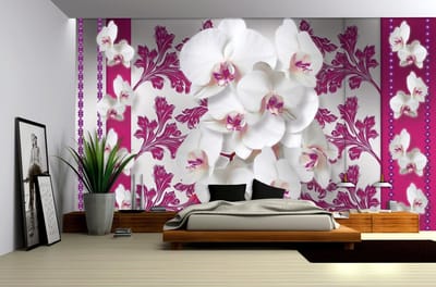 Flowers Floral Orchids Pattern Photo Wallcovering