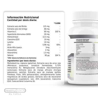 VistaMax Healthy Fusion | Répare et protège la vision | Lutéine, Myrtille, Astaxanthine, Ginkgo Biloba | 60 capsules