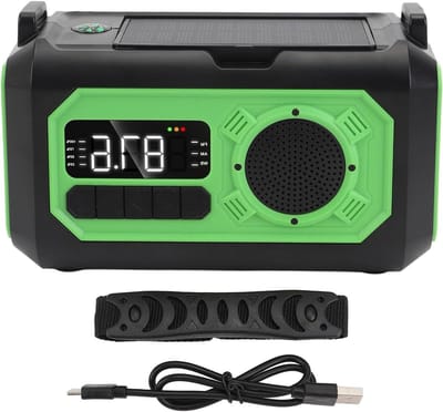 Noodradio - Hand Crank Radio - Noodsituaties Voorbereiden - 12000mAh Batterij - 20 x 13 x 9 cm - Zwart