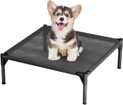 Verhoogd Hondenbed - Hondenmat Buiten - Kamperen Reizen - Waterdicht Ademend Koel - 49x49x19cm
